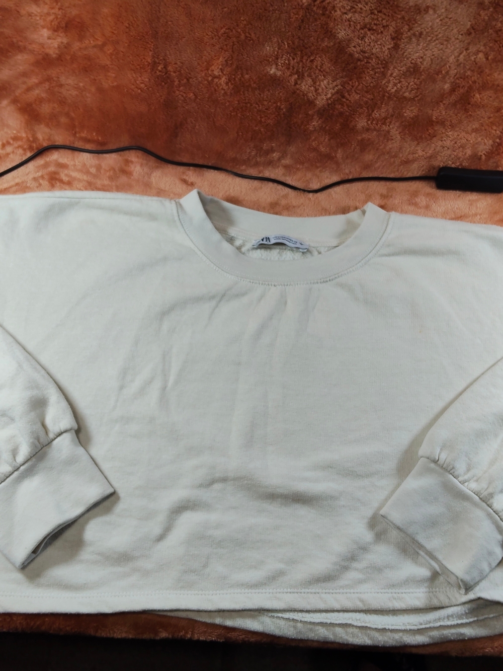 Zara Cream White Cropped Sweatshirt